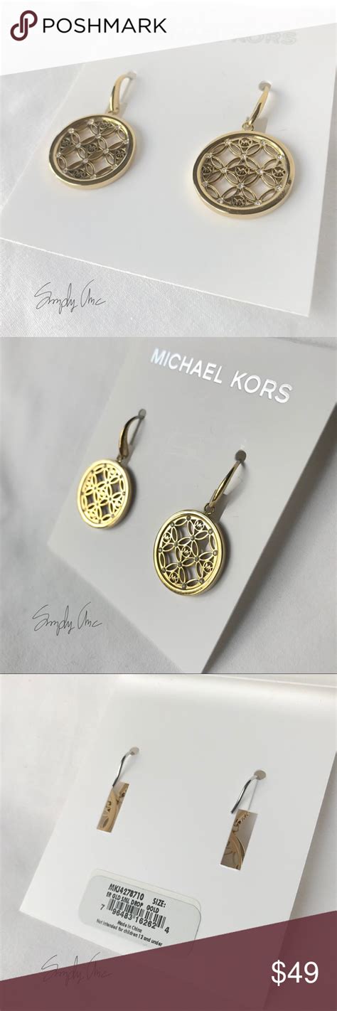 michael kors 710 gold tone heritage mk monogram drop earrings|Michael Kors Dangle/Drop Gold Fashion Earrings for sale .